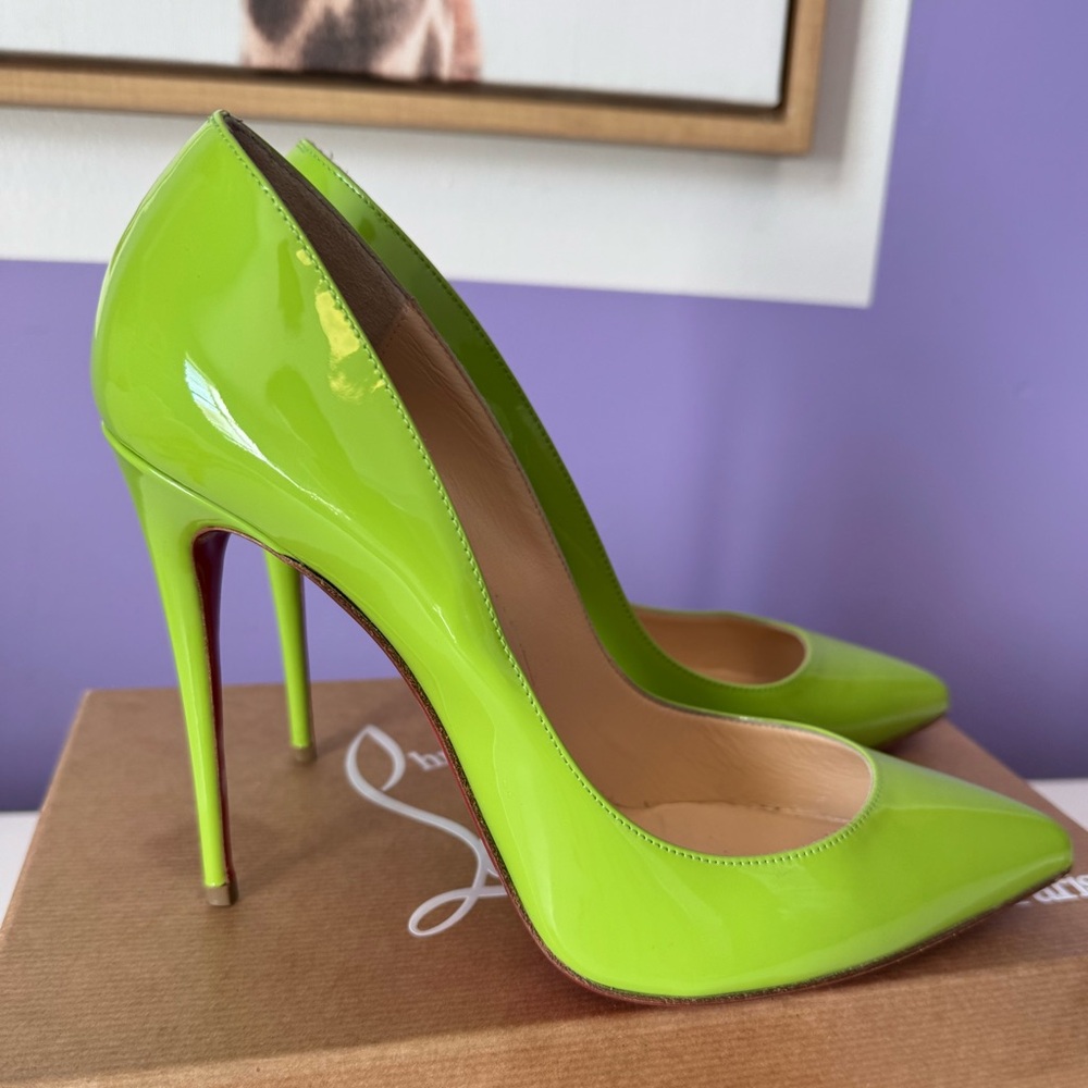 Christian Louboutin Lime Green Pigalle follies 100 Stiletto Heels - Picture 13 of 16